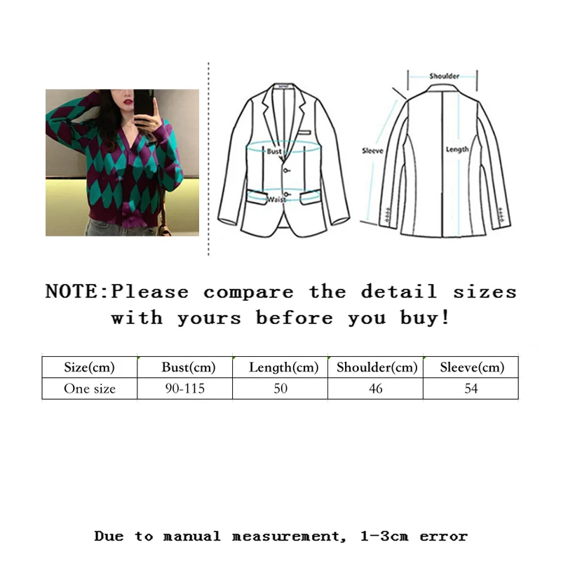 

Plaid Women 's Cardigan Sweater 2021 Youth Korean Autumn Retro V- Neck Loose Knit Casual Coat