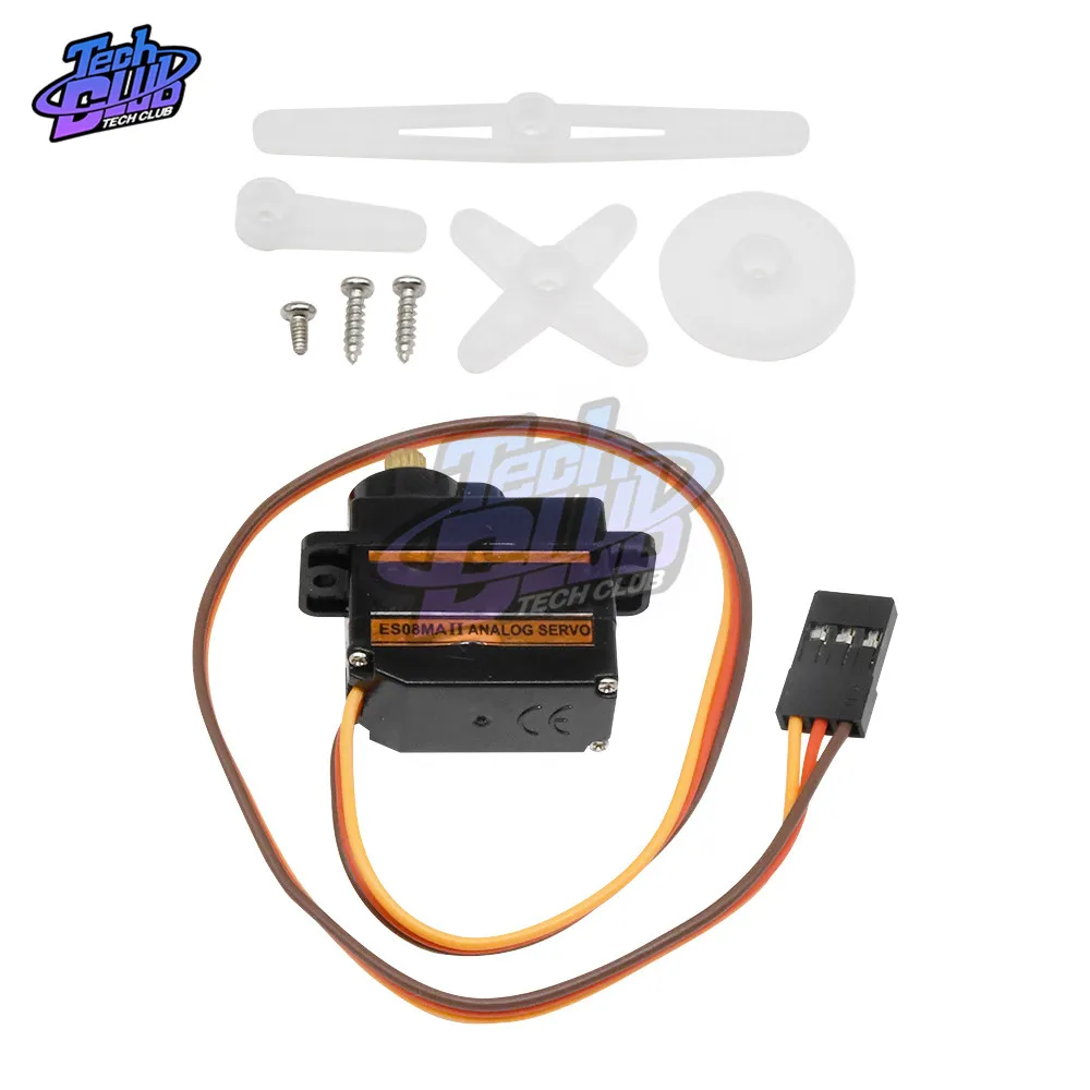 ES08MA II Mini металлическая Шестерня Аналоговый сервопривод цифровой микро рулевой 12