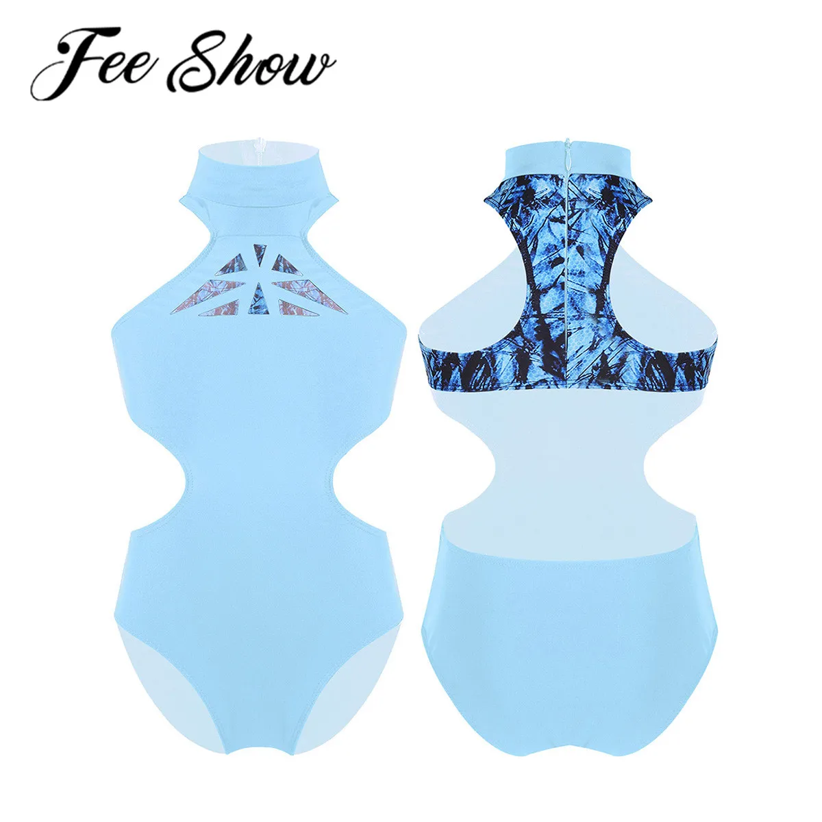 

Детский комбинезон для девочек без рукавов с воротником-лодочкой и застежкой-молнией, с вырезами на талии, для балета, танцев, гимнастики, гимнастики