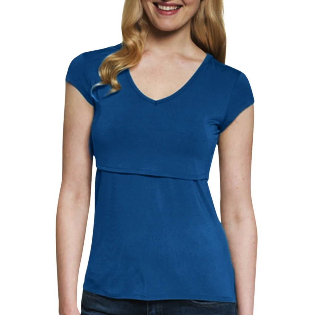 Женская Повседневная Блузка для кормящих матерей с коротким рукавом хлопковая