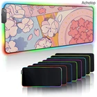 Милый коврик для мыши RGB коврик для мыши INS Tide Большой игровой компьютерный коврик для клавиатуры офисный Настольный коврик светодиодный кавайный Настольный коврик для девочек-подростков