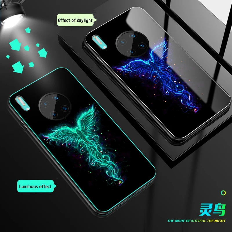 Чехол в виде светящегося стекла для huawei mate 30 20 Lite Ночной светильник чехол для mate 30 20 pro задняя крышка для huawei mate 30 5G mate 20X
