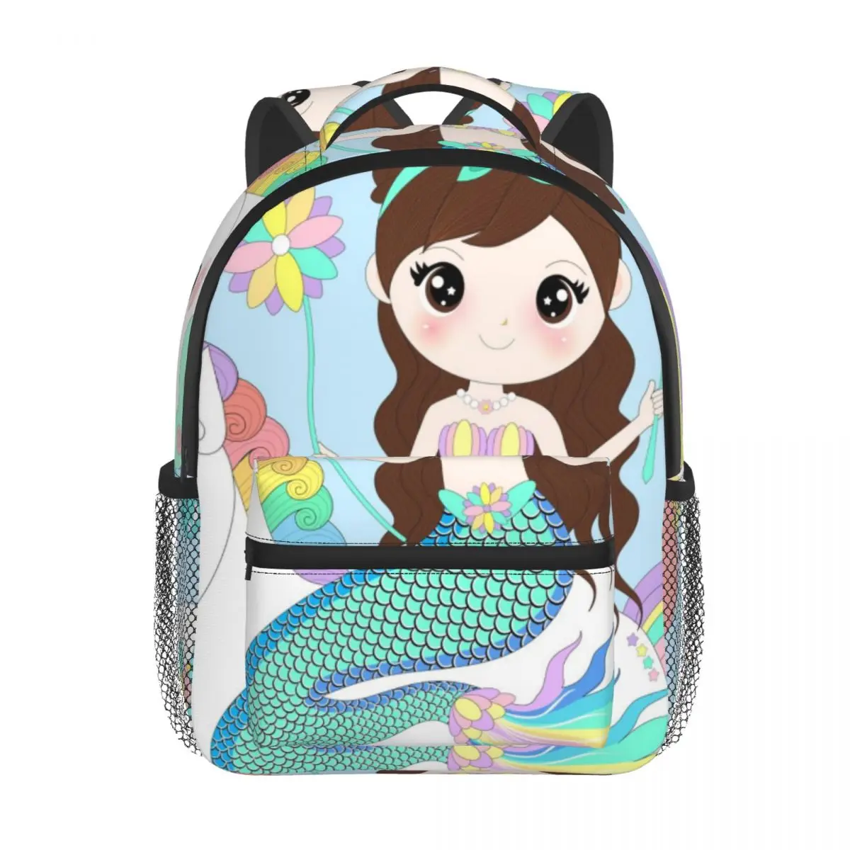 Kids Backpack Cute Mermaid Riding Unicorn In The Sea Kindergarten Children Mochila School Bag