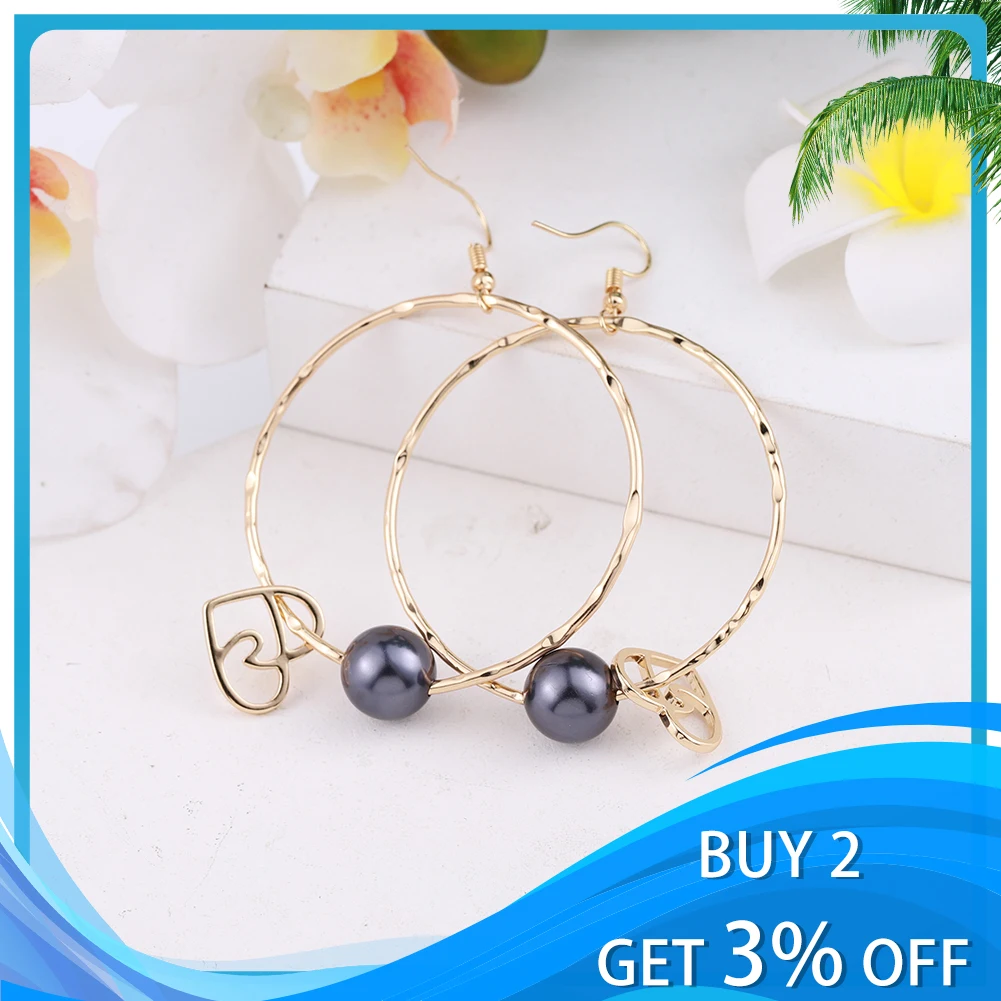 Cring Coco Oversize Round Drop Earrings Fashion Hawaiian Holiday Colorful Pearl Newest Design Geometric Heart Earring for Women | Украшения