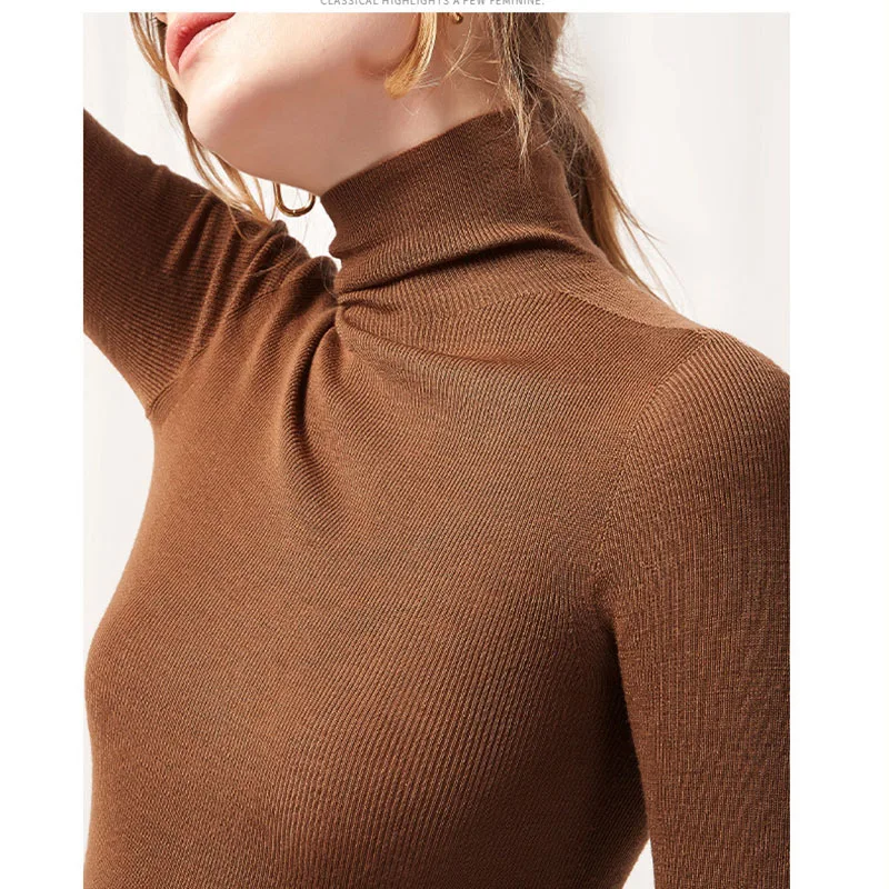 

Tops Turtleneck Pullovers Casual Sweaters Knitted Jumper Winter Women Shirt Long Sleeve Jo2058pfu