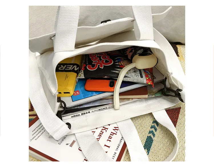 Two tide 2019 autumn shoulderbags Hasp zipper totes handbag bags canvas animal school big capacity fastener white japan | Багаж и сумки