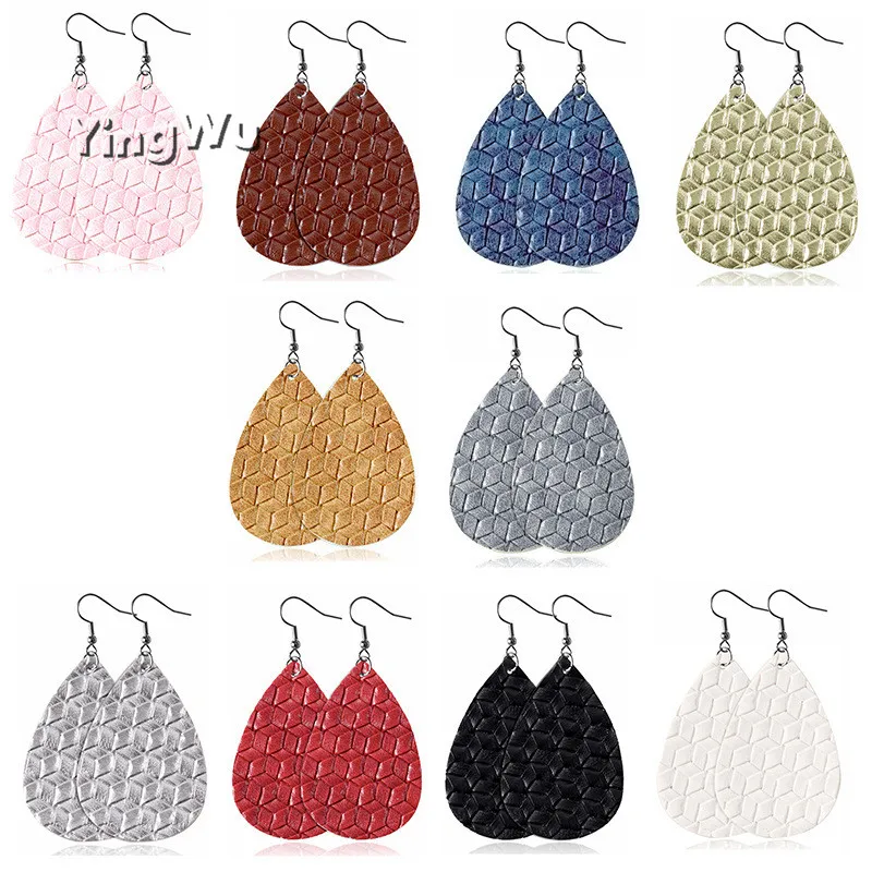 

Yingwu Wholesale 10 pairs Lot Teardrop Leather Earrings Petal Drop Earrings Antique Lightweight Carved Earrings For Women Gifts