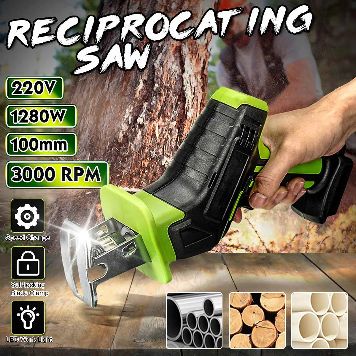 

1280W Cordless Reciprocating Saw Portable Electric Saw Metal Wood Cutting Tools Woodworking Machine for Makita 18V/21V Battery