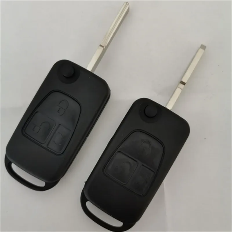 

DAKATU 2PCS For Benz S320 ML350 W140 Replacement Flip Remote Key Shell Case 3 Button With HU39/HU64 Blade Fob Key Cover