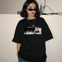 japanese anime tokyo ghoul eyes print punk dark black ins vintage women t shirt harajuku casual summer fashion natural short top