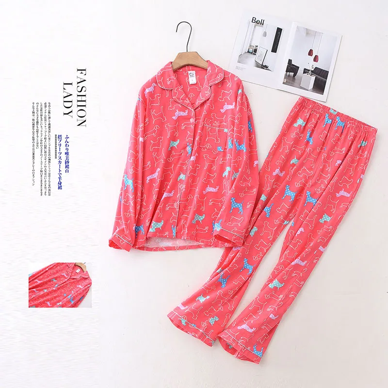 

Autumn 100% Cotton Pyjamas Women Pajamas Sets Brushed Winter Warm Cute Cartoon Sleepwear Pijamas Mujer Home Wear Womens Clothing