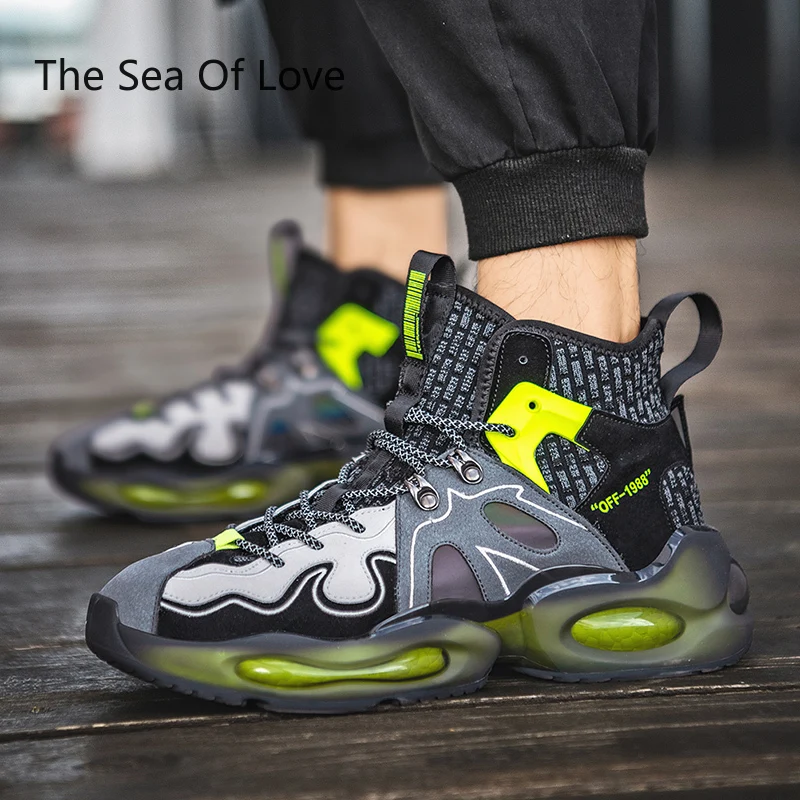 

Men Sport Shoes 2022 New Design High Top Men's Sneakers Shock Absortion Adult Basketball Shoes Men Running Shoes