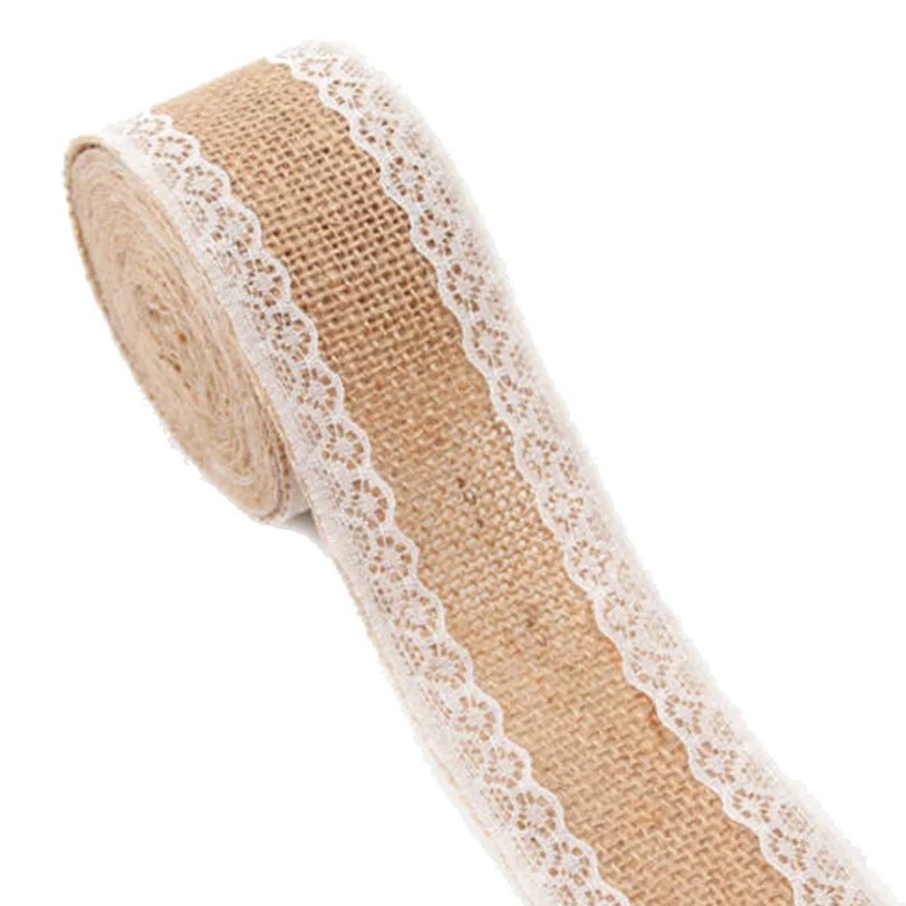 Лента из джута с кружевной отделкой 5 см х м | Дом и сад
