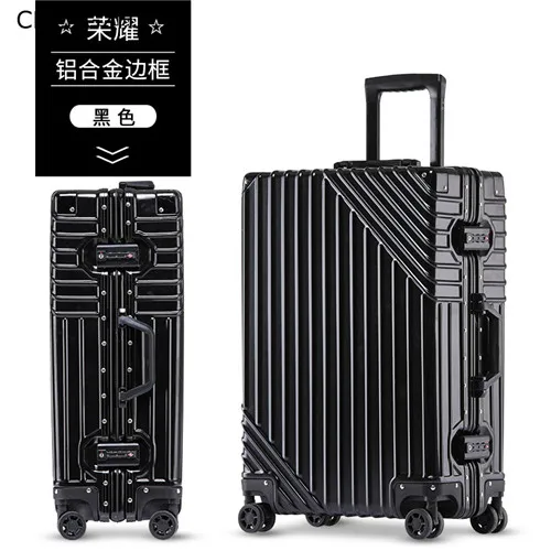 black CHENGZHI2" 24" 2" 29 дюймов, роскошная алюминиевая рама, высокое качество, чемодан на колёсиках, Спиннер для мужчин, деловой чемодан, колеса, Женская дорожная сумка - Цвет: black