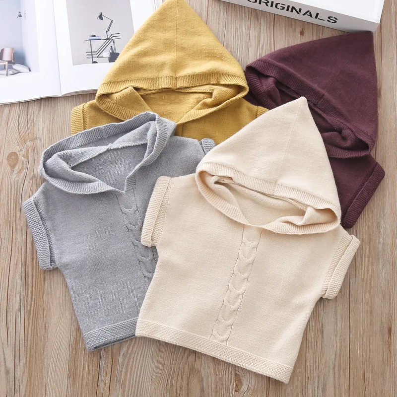 Newborn Infant Baby Girl Hooded Casual Jacket Vest Coat Hoodies For Boy Girls Fall Spring Knitted Clothes Knitting Outerwear