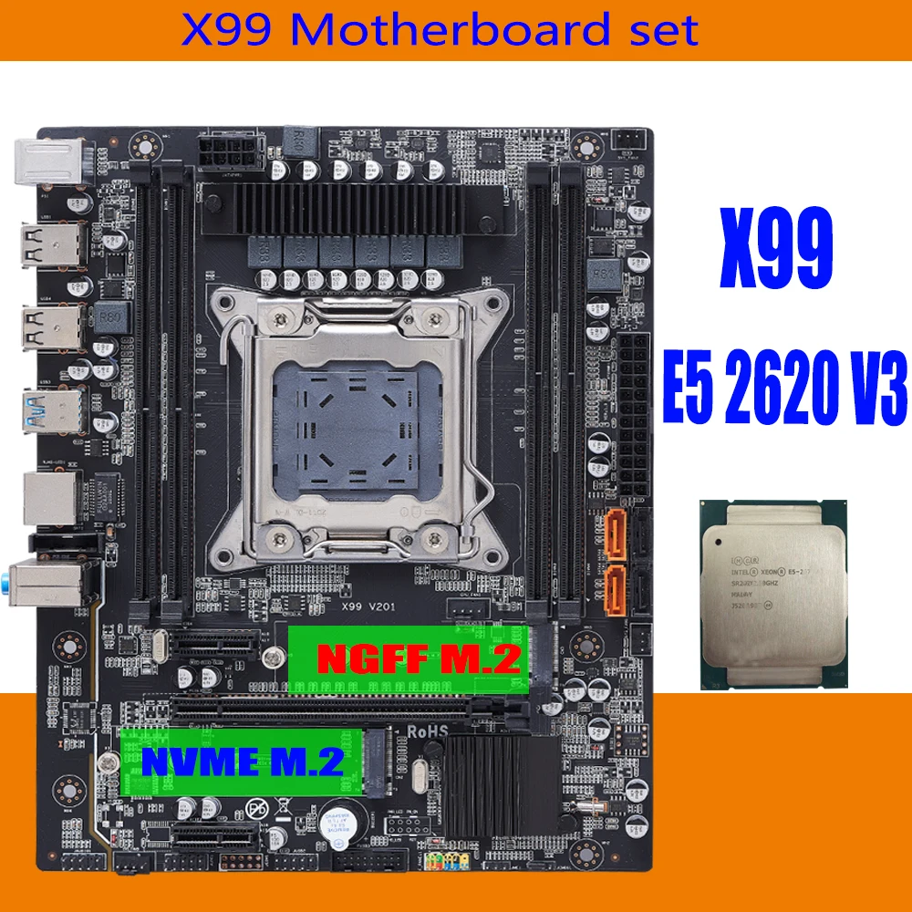 Qiyida X99 материнская плата с Xeon E5 2620 V3 cpu LGA2011 3 CPU NF|Материнские платы| |