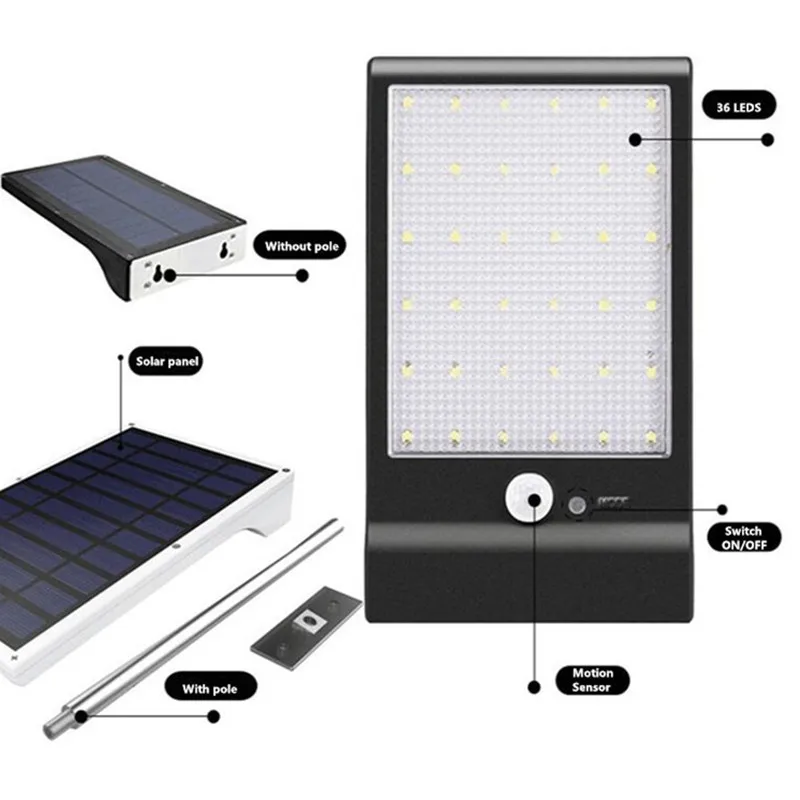 Горячая Распродажа светодиодный уличный светильник на солнечной энергии PIR