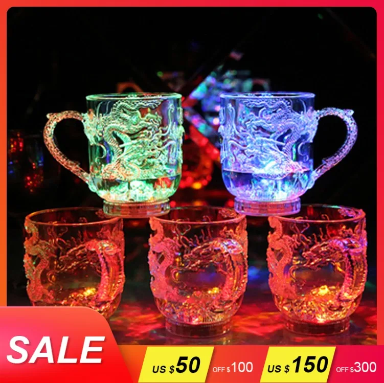 

New Led Cups Automatic Flashing Drinking Mugs Creative Light Up Color Changing Beer Whisky Glass Cup For Bar Club Party Supplies