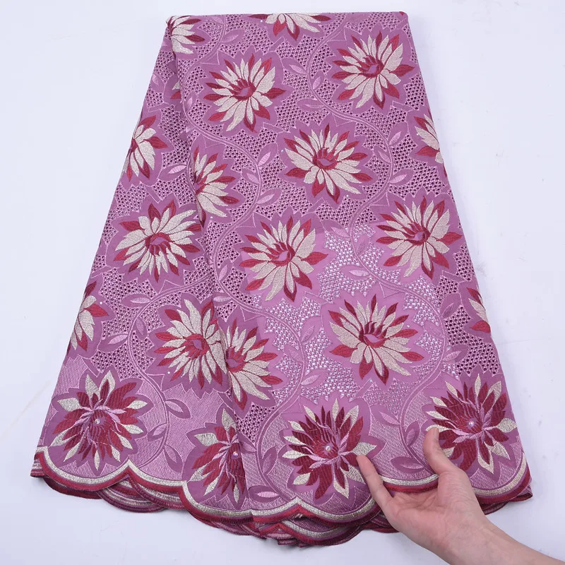 Кружево SJD Новое поступление розовая хлопковая африканская кружевная ткань