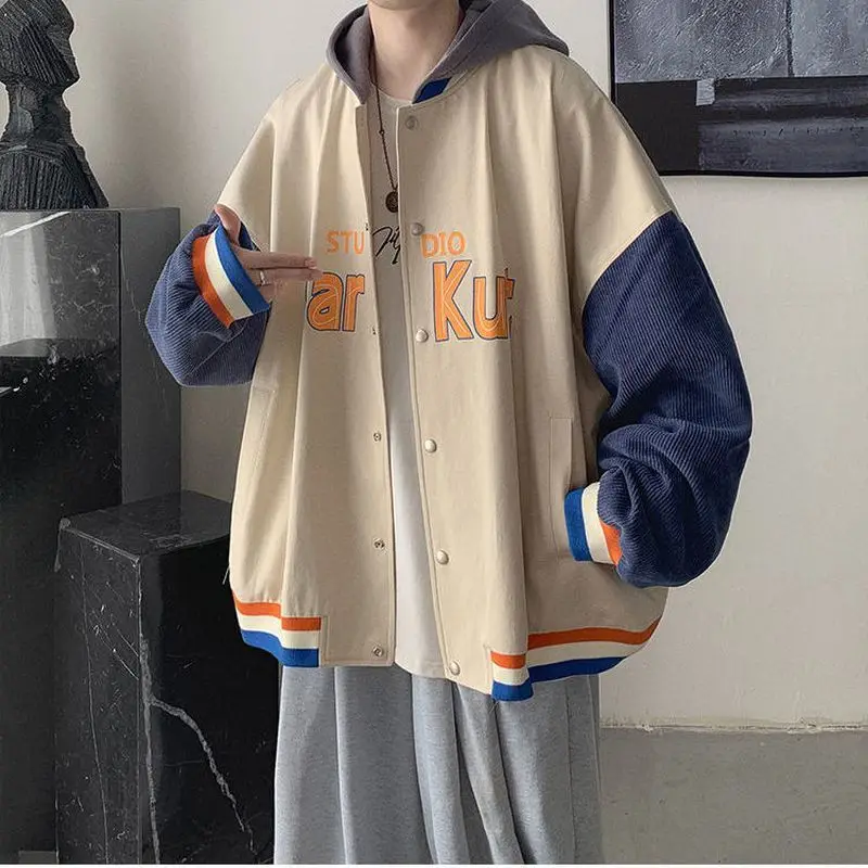 

New 2021SS jacket men women Preppy young stitching letter printing Oversized trend Harajuku Bomber lovers outfit unisex coats