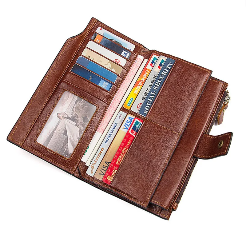 Мужской клатч из натуральной кожи с отделением для монет и телефона | Багаж сумки