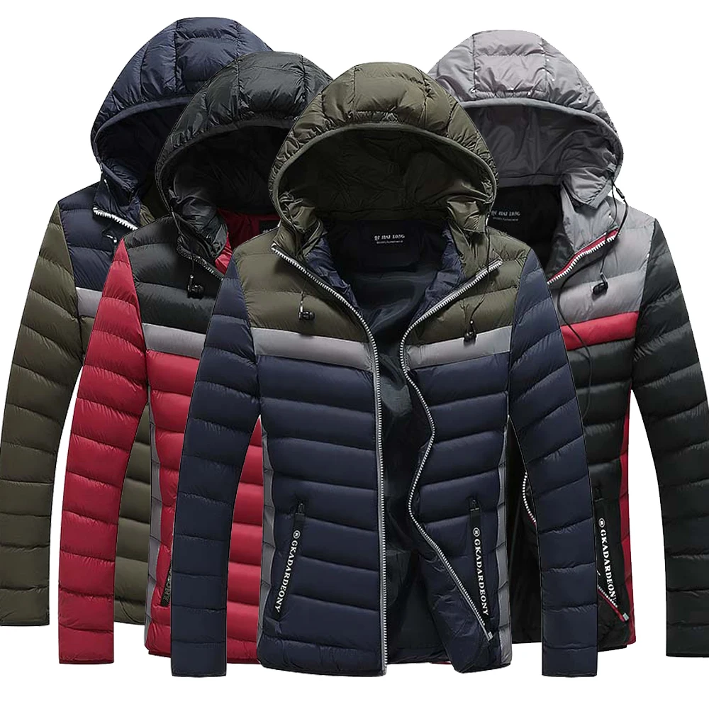 

Winter Men's Padding Jacket Puffer Padding Can Keep Warm with Hooded Coat Contrast Color Casual Slim Clothing