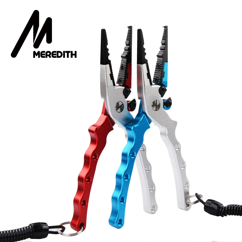 Рыболовные плоскогубцы из алюминиевого сплава от MEREDITH, разъемное кольцо, резак, рыболовный держатель, снасти с оболочкой и выдвижным тросом, комбинированный крючок для удаления