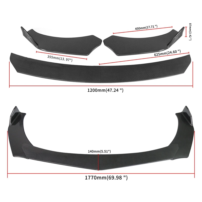 

Universal Front Bumper Lip Under Panel Bumper Shovel Lip Spoiler Carbon Fiber