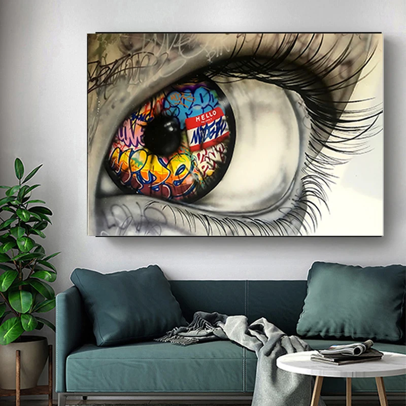 Граффити Big Eye художественные модульные плакаты и принты на холсте картина стену