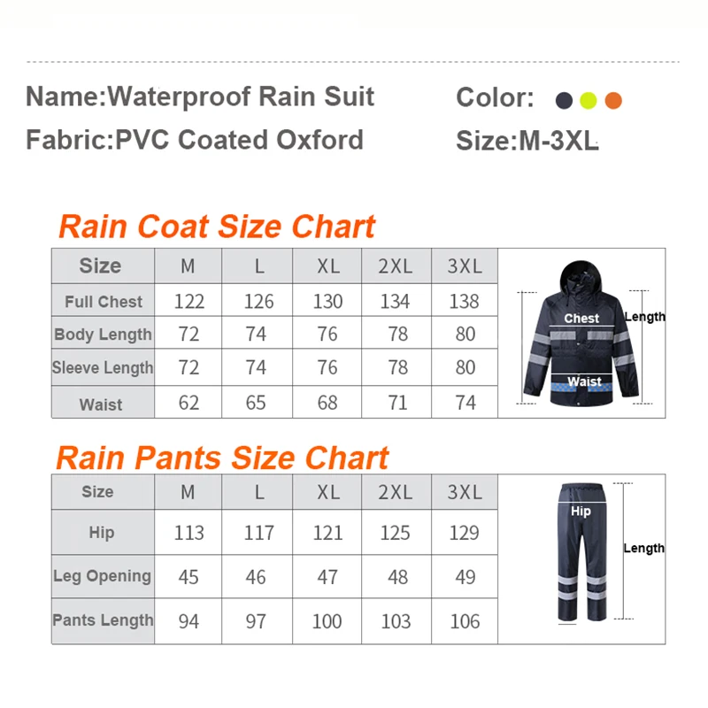

Reflective Sport Raincoat Men Waterproof Raincoat Suit Motorcycle Rain Jacket Poncho M-XXXL Rain Coat And Rain Pants