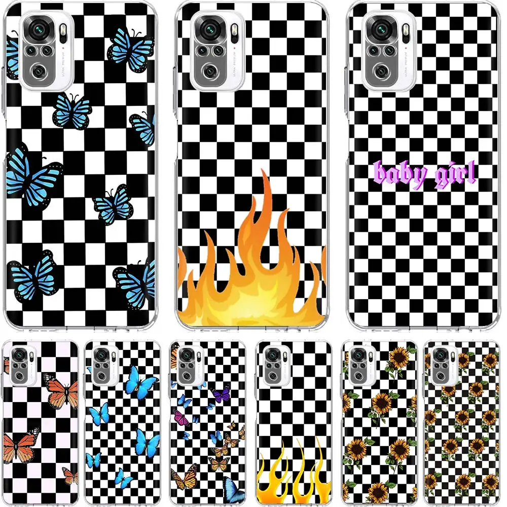 

Checkerboard Checkered Sunflower Phone Case Funda For Xiaomi Redmi Note 10 Pro 9S 10S 9 8 Pro 8T 8A 9A 9C 7 7A 6 6A Cover Coque