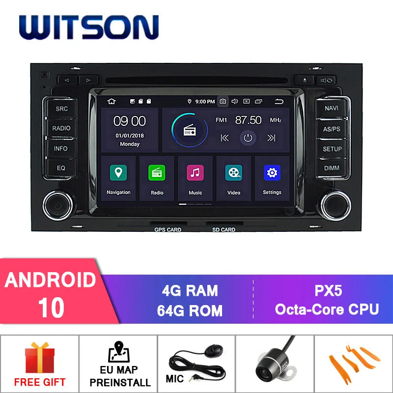 WITSON Android 10 0 4 ГБ ОЗУ + 64 Гб FLASH 8 Восьмиядерный автомобильный DVD плеер для VOLKSWAGEN 2002 2010
