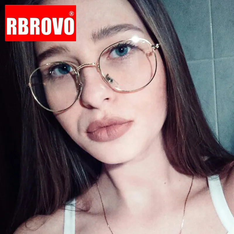 

RBROVO Metal Round Glasses Women Vintage Glasses Frame Brand Designer Eyeglasses for Women/Men Brand Lentes De Lectura Hombre