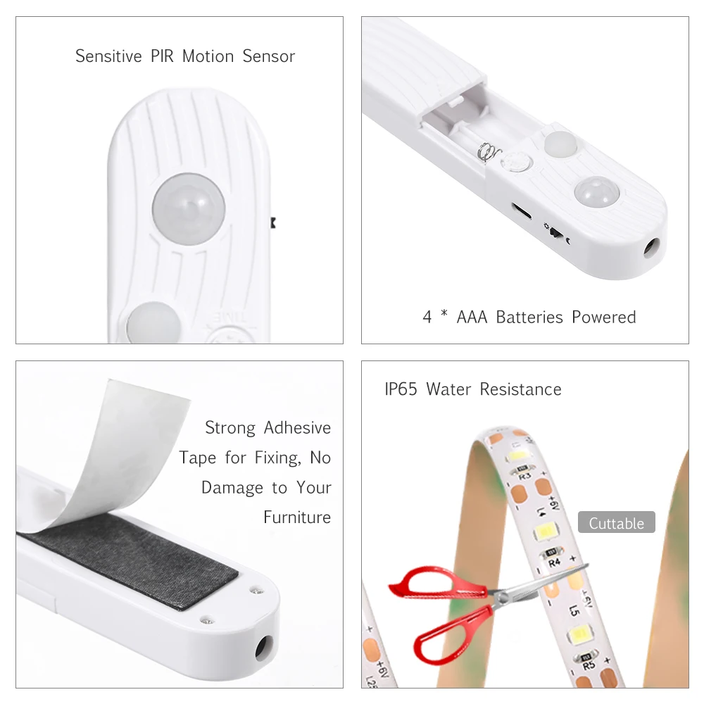 

USB Charging LED Strip Light PIR Motion Sensor LED Strip Light Control 3 Different Lighting Modes Backlight For TV Home Decor