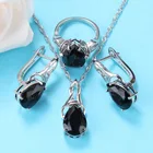 Женский комплект из колье и серёг, из серебра 2020 пробы, 6 цветов, с черным фианитом, 925