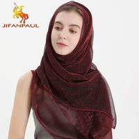 jifanpaul pure color pleated gold and silver silk scarf scarf fashionable multi color optional new silk scarf hijab scarf