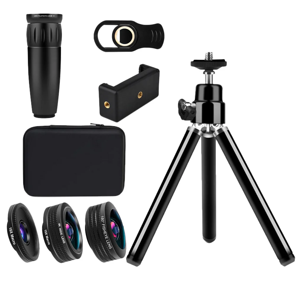 

1 Set 22 Times Telescopic Fisheye Wide-angle Microspur 4-in-1 Phone Lens Set