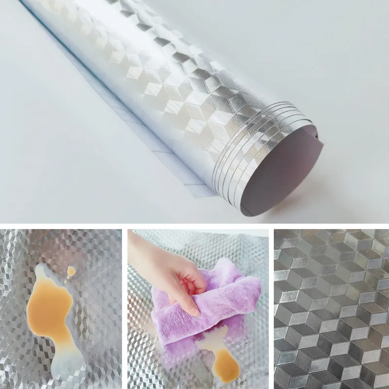 40x100cm Kitchen Oil-proof Waterproof Stickers Aluminum Foil Stove Cabinet Self Adhesive Wall Sticker DIY Wallpaper | Дом и сад