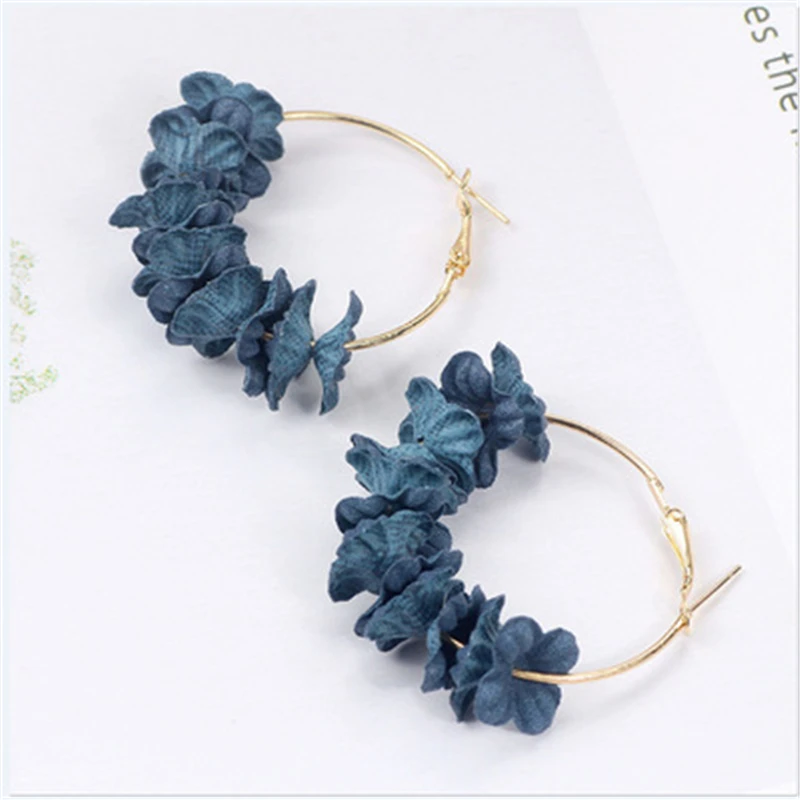 Женские этнические серьги обручи синие кольца в богемном стиле модные ювелирные