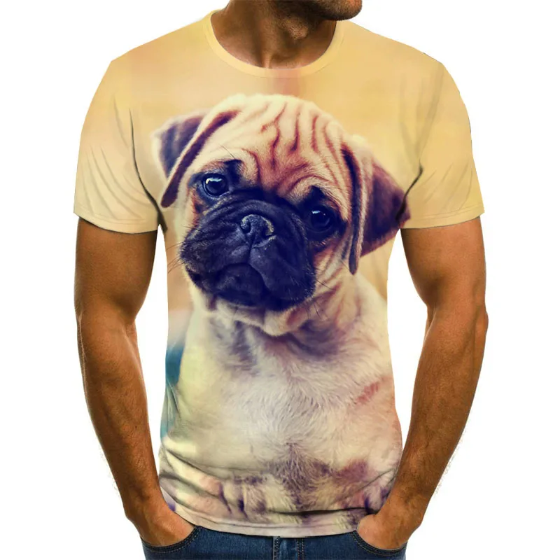 

Funny Dog Pattern Men's T-shirt Men's Tops Summer Casual 3dt-shirts Men's O-neck Shirt Plus Size Streetwear Sleeve Style Collar