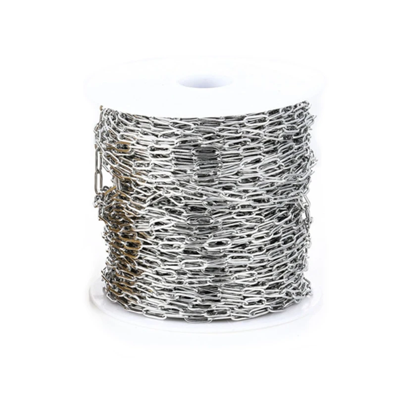 

Золотые скрепки-цепочки L5YA из нержавеющей стали шириной 4 мм, Плоская овальная кабельная цепь для «сделай сам», длинные аксессуары