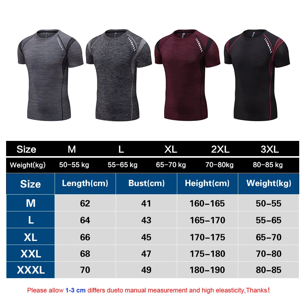 Men's Compression Running T Shirt Fitness Tight Short Sleeve Sport T Shirt Training Jogging Shirts Gym Muscle Shirts Men