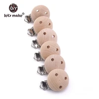 lets make pacifier clip 50pc natural maple wooden baby holder teether teething universal dummy chain clip for baby kids teether