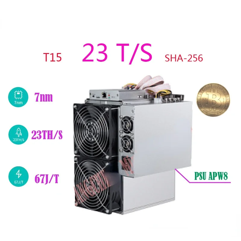 Майнер ETH BTC, Биткоин б/у, 7nm T15 23T BCH BTC, лучше, чем BITMAIN S9 S9i S9j Z9 Mini, WhatsMiner M3 M3x Avalon 841 851