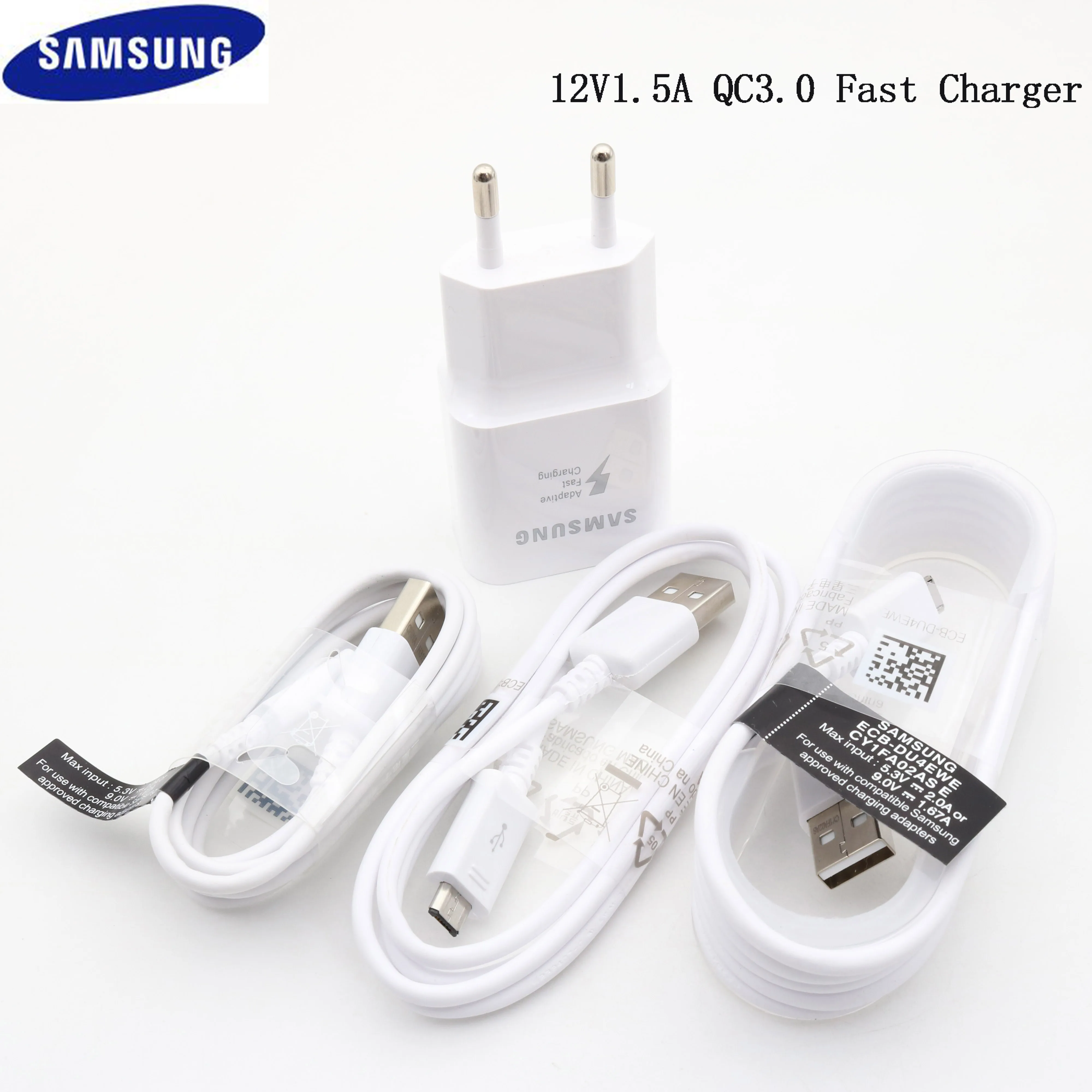 Оригинальный адаптер для быстрой зарядки samsung 12 В/2017 а QC3.0 кабель micro USB Galaxy S8 S9 S10