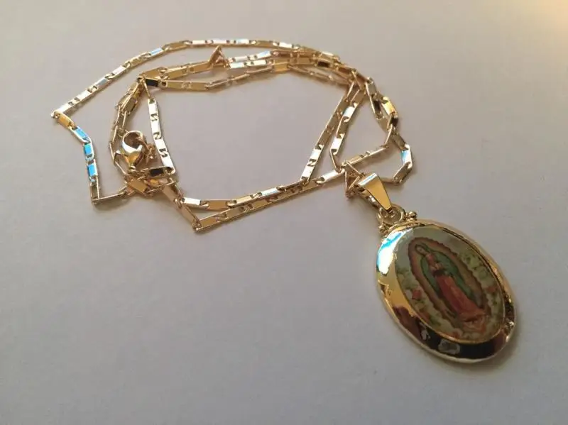 

Ladies Religious Style Virgin Mary Guadalupe Drop Shape Pendant Necklace Female Jewelry