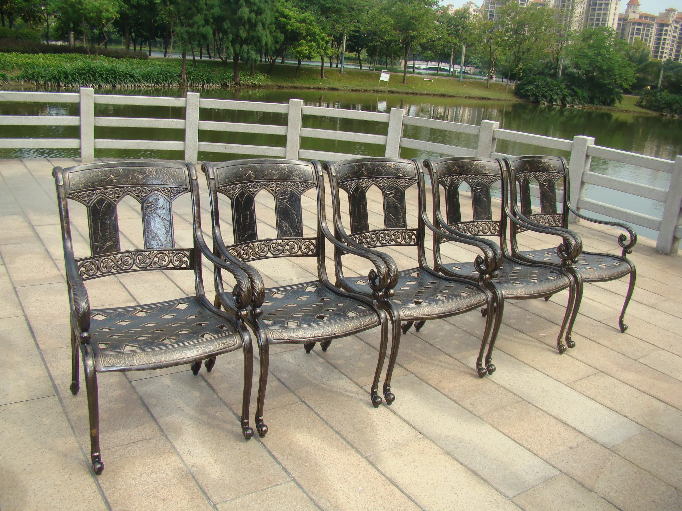 Лидер продаж стол и стул из литого алюминия 7/5 предметов уличная мебель морская