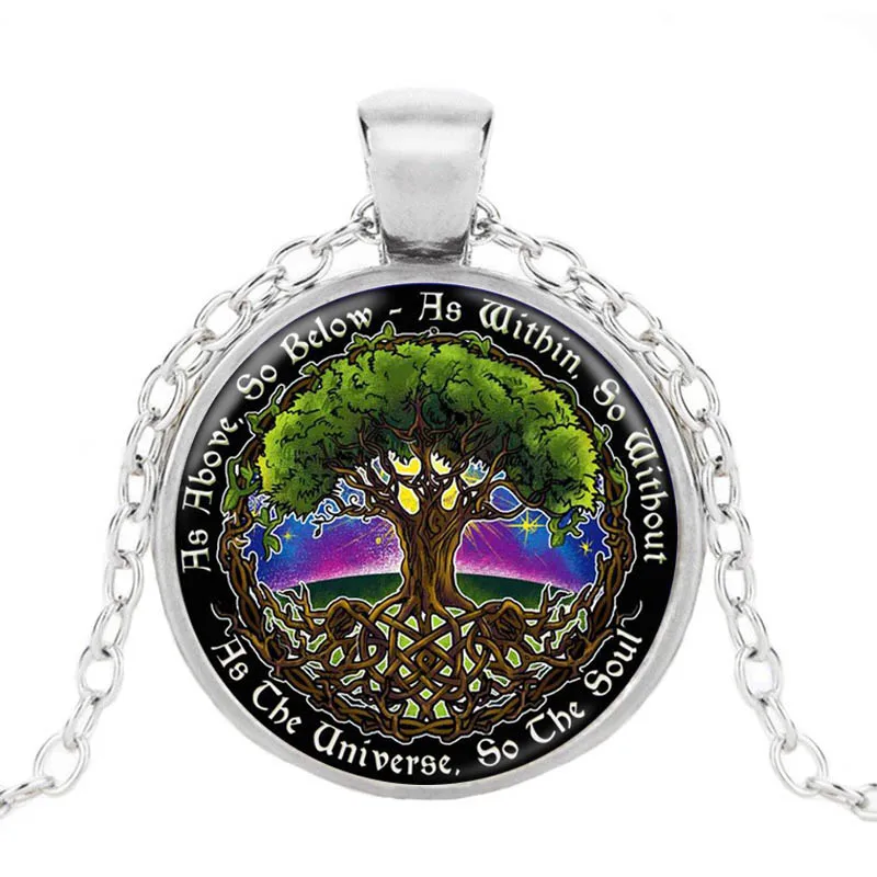 Ожерелье из абстрактного стекла с кабошоном Древо жизни подарки для друзей семьи