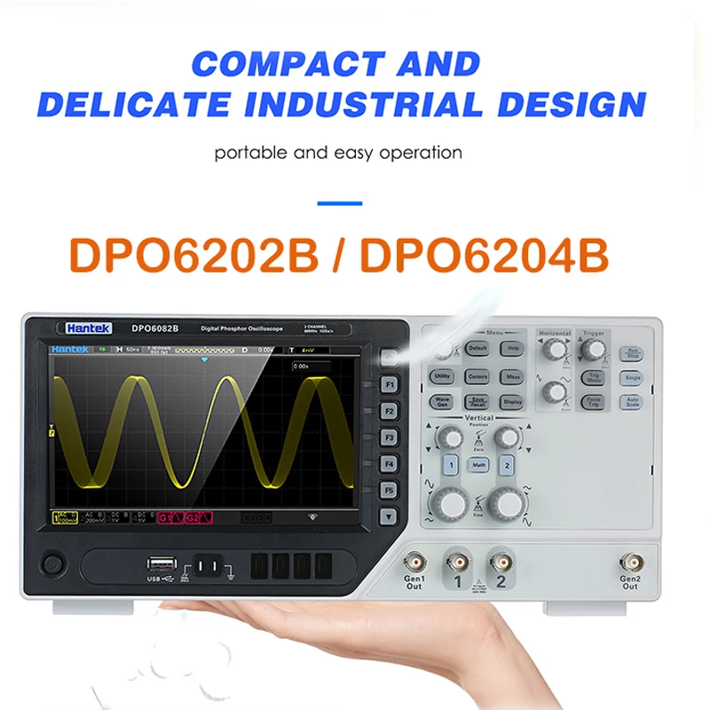 Hantek DPO6202B цифровой осциллограф осциллограф usb 200 МГц 1GSa/s osciloscópio hantek автомобильный DPO6204B on.