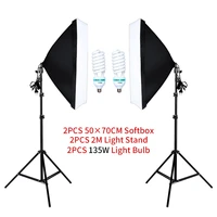 5070cm softbox photography lighting kit photo studio single lamp holder continuous lighting with 2pcs bulbs photo accessories